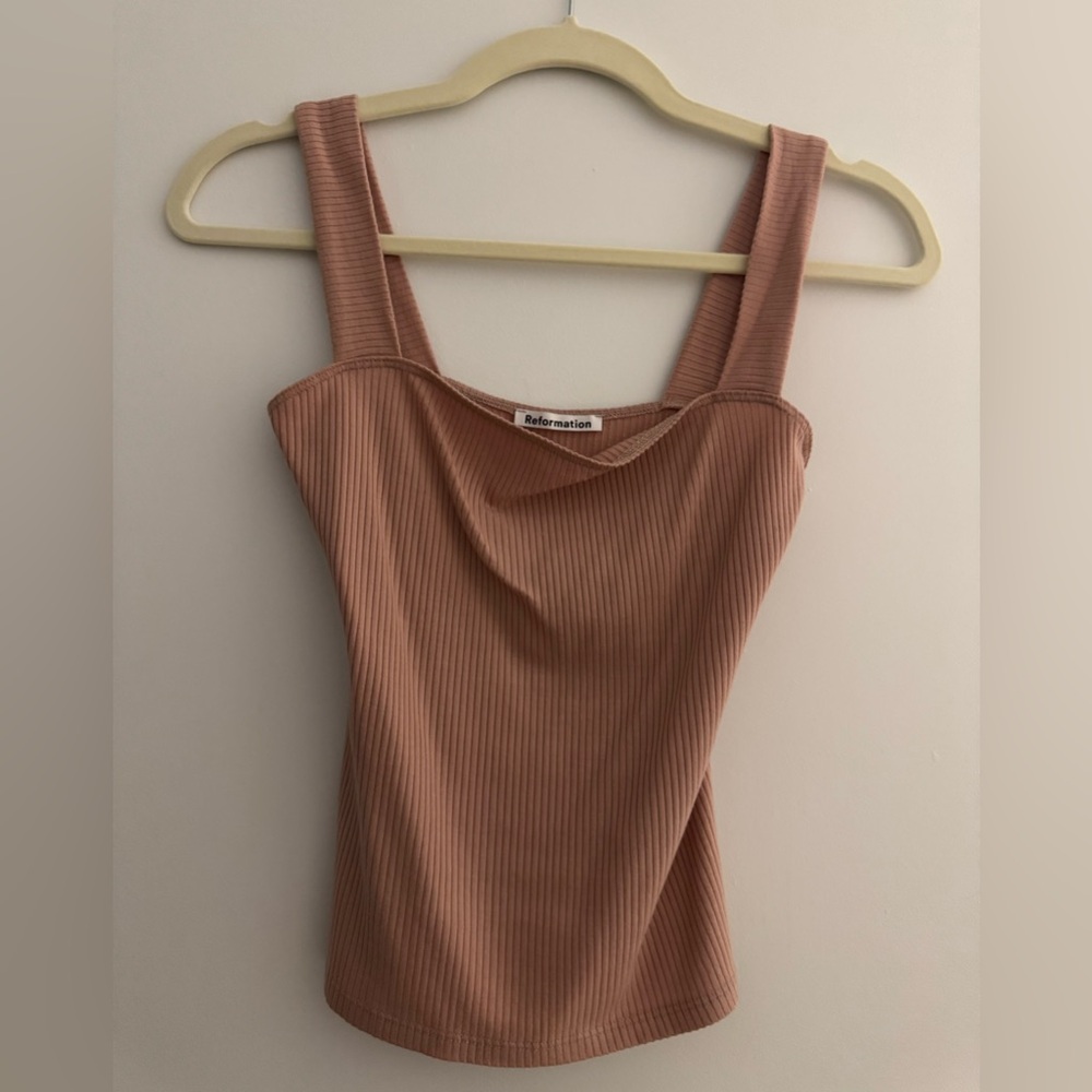 Reformation Canyon Ribbed Knit Top in Blush
